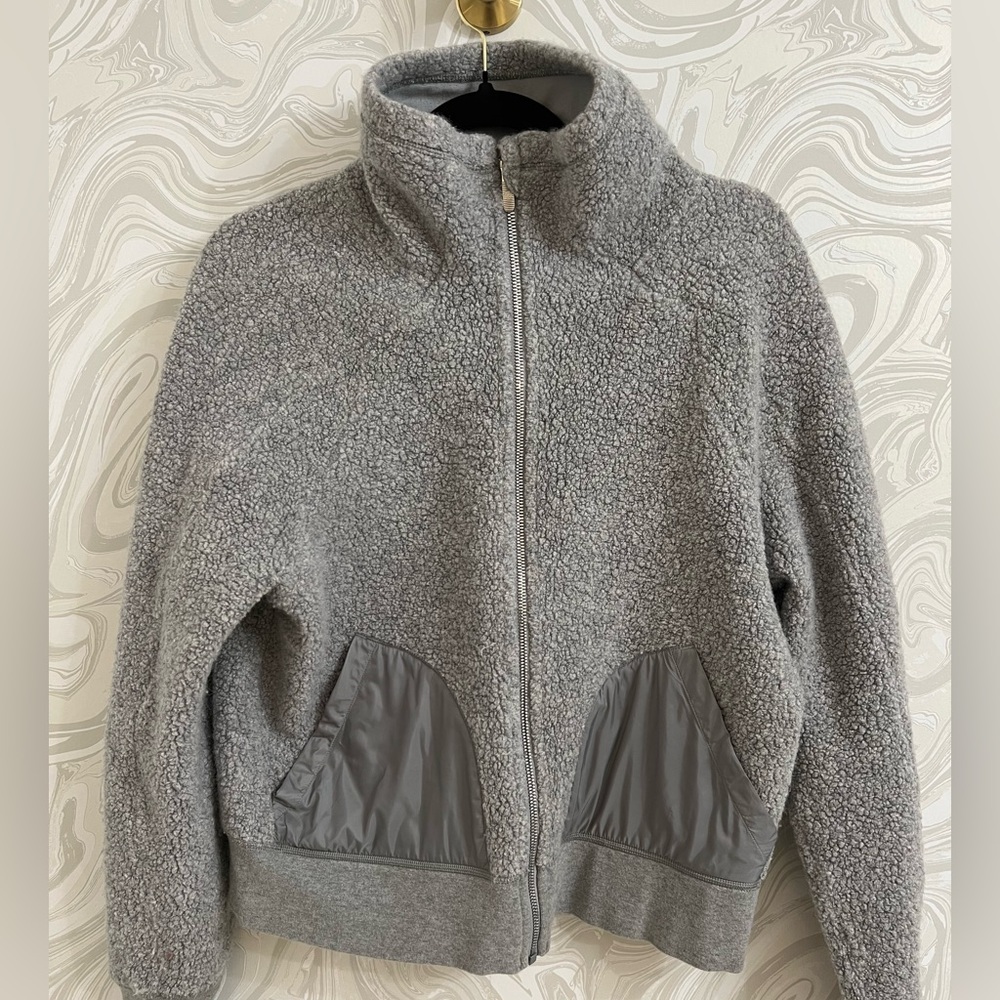 Lululemon grey wool blend Sherpa zip sweater